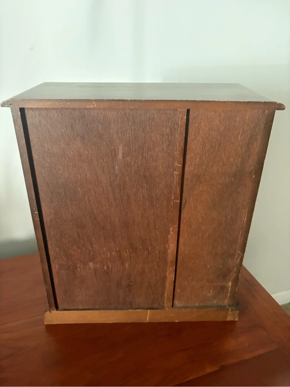 Wood Jewelry Armoire Box Etched Glass Doors Mirror